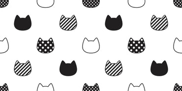Kittens, Dots and Stripes peel & stick wallpaper in black and white. Removable, repositionable, damage-free. Safe, non-toxic, USA made.
