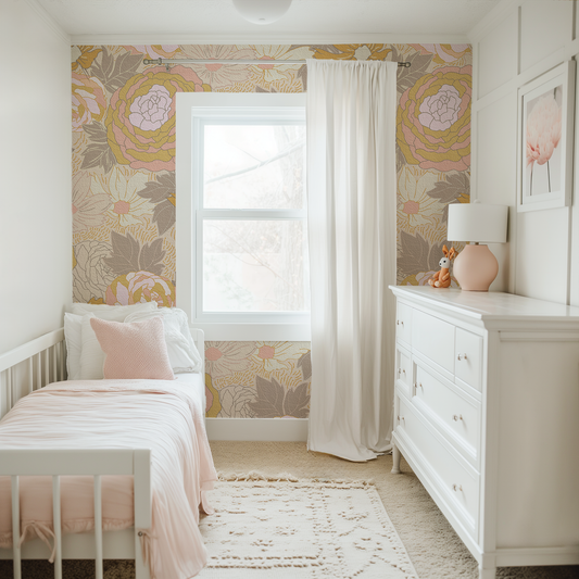 Large Floral Light Wallpaper