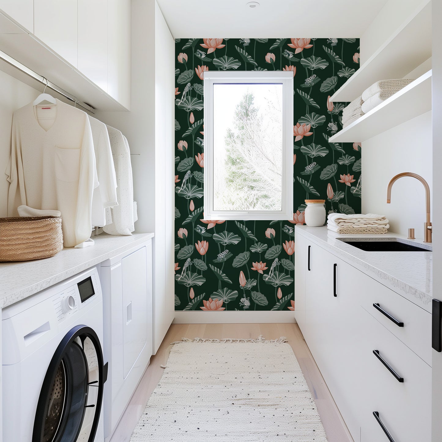 Water Lily Frog Pond Wallpaper