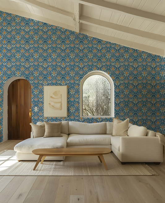 Blue Italian Tile Wallpaper