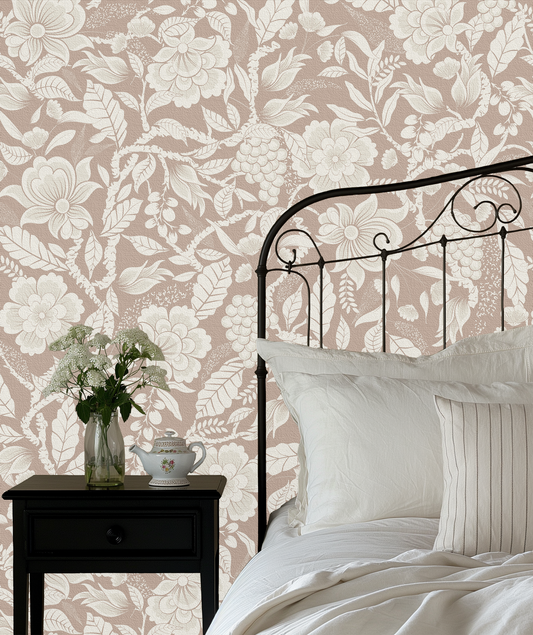 Lush Floral Blush Wallpaper