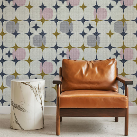 Mid Century Modern Geo Starburst Wallpaper