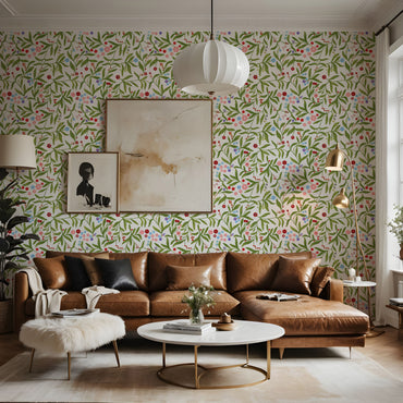 Blooming Vines peel and stick wallpaper room mockup