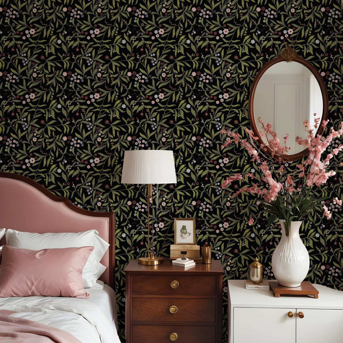 Twilight Canopy peel and stick wallpaper room mockup