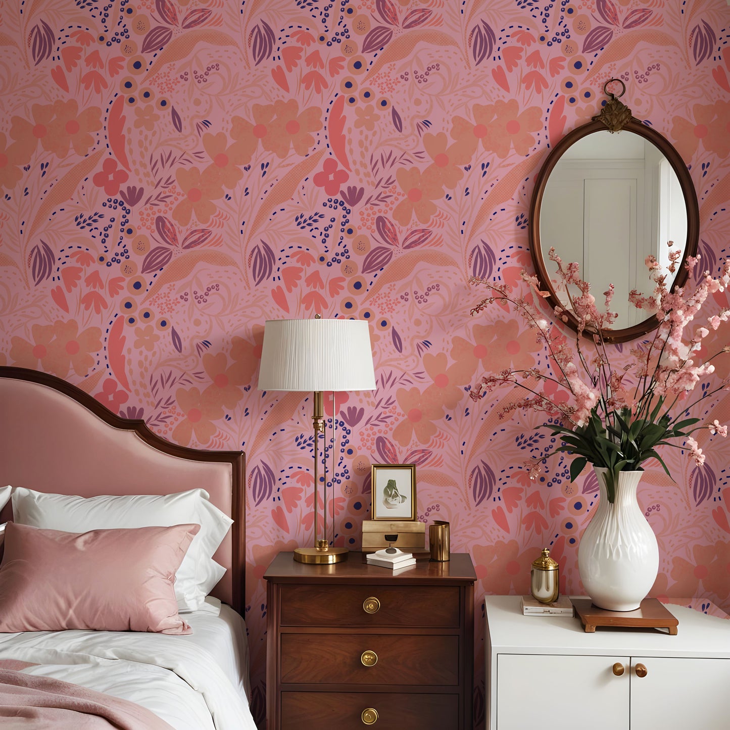 Sweet Pink Florals Wallpaper