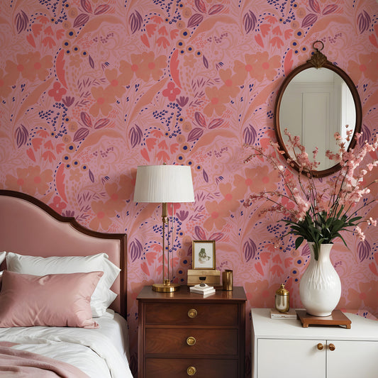 Sweet Pink Florals Wallpaper