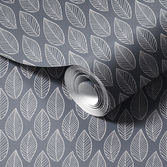 Monochromatic Leaves peel and stick wallpaper room mockup