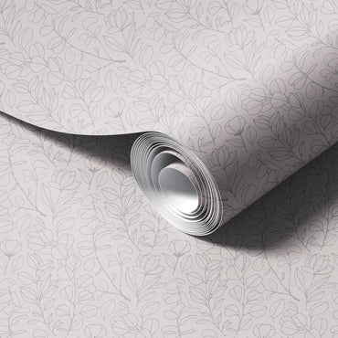 Neutral Plant Sketch peel and stick wallpaper room mockup