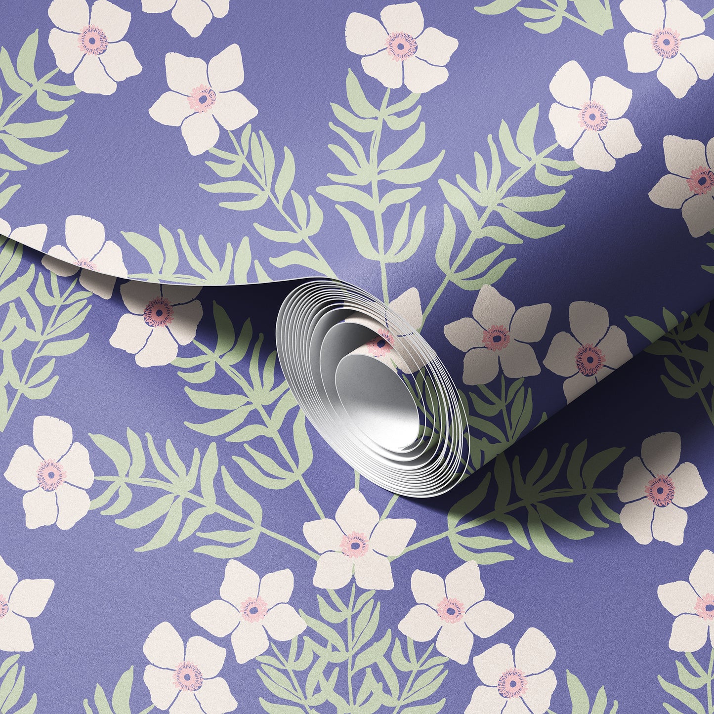 Art Nouveau Floral Scallop Wallpaper
