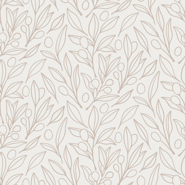 Nude Doodle Leaves peel and stick wallpaper pattern detail