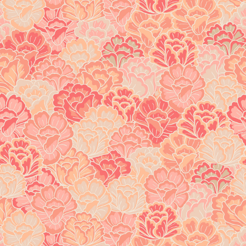 Peach Boho Floral Garden Wallpaper