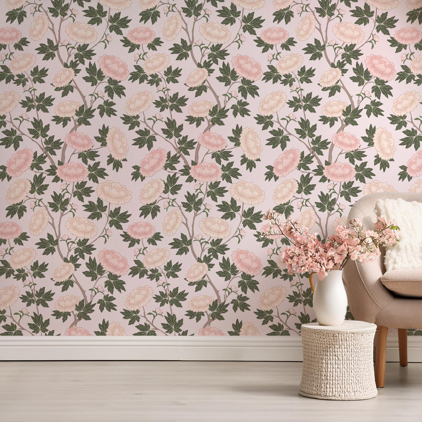 Peony Chinoiserie Wallpaper