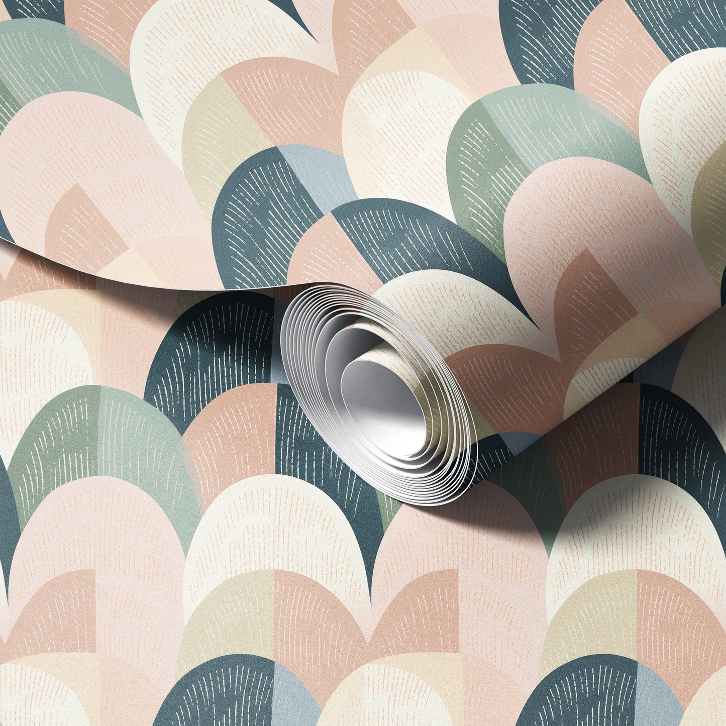 Retro Boho Modern Lines peel and stick wallpaper room mockup