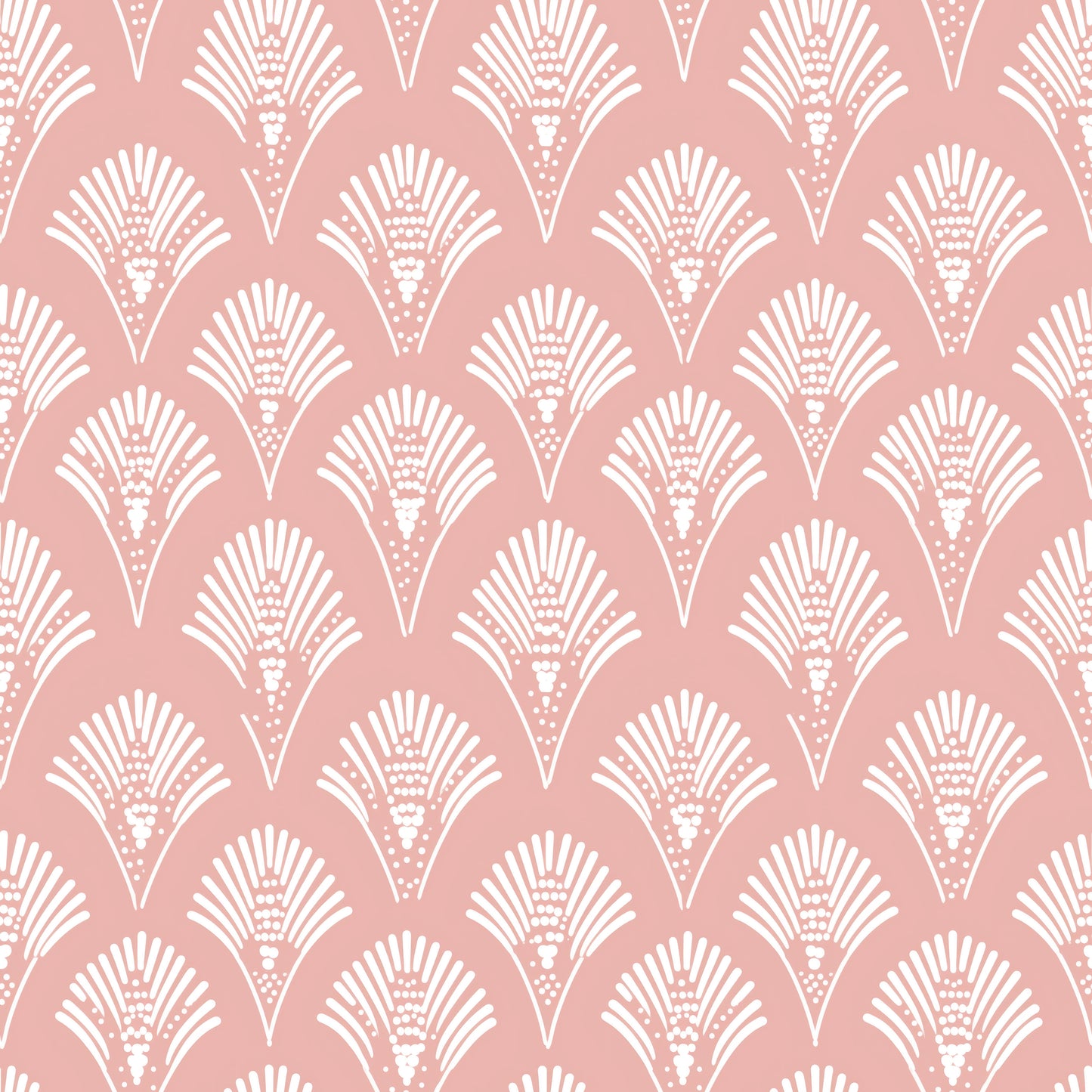 Boho Art Deco Fans in Pink Wallpaper