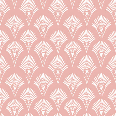 Boho Art Deco Fans in Pink Wallpaper