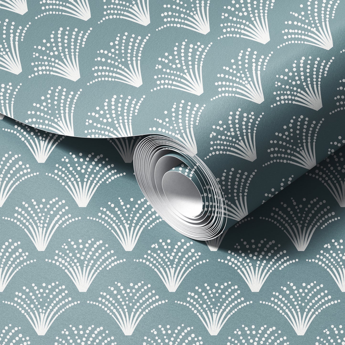 Calming Boho Fans peel and stick wallpaper room mockup