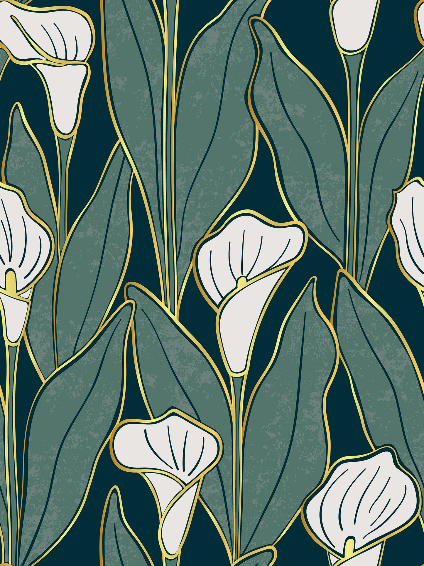 Art Deco Calla Lillies Wallpaper