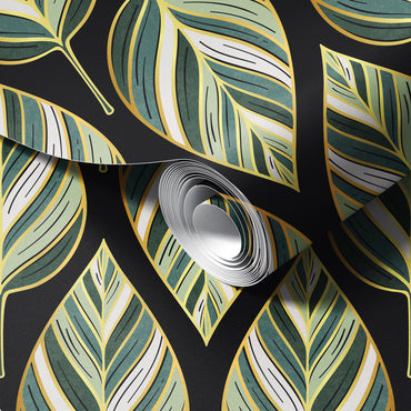 Art Deco Hosta Leaves Wallpaper