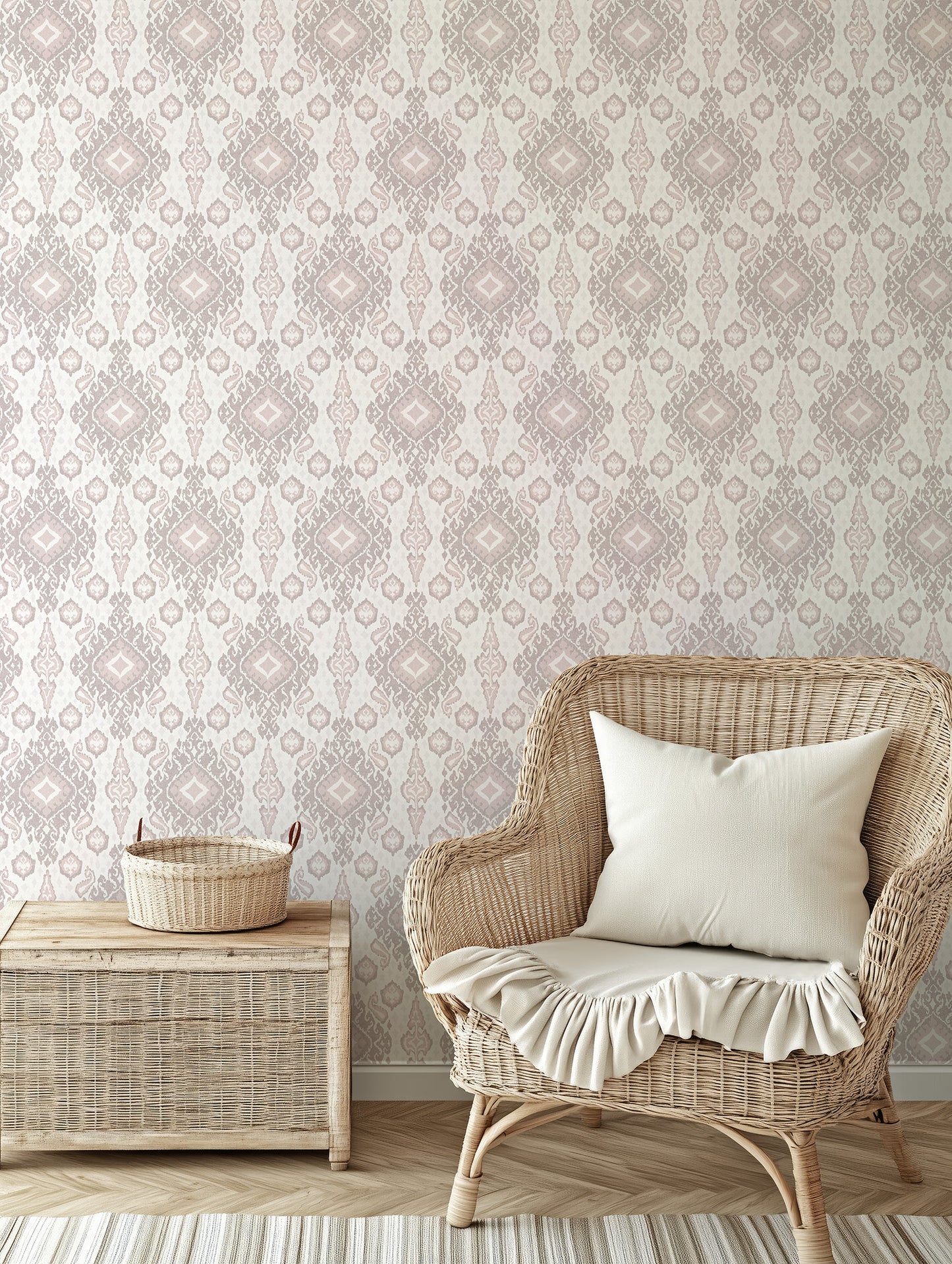 Antique Distressed Ikat Wallpaper