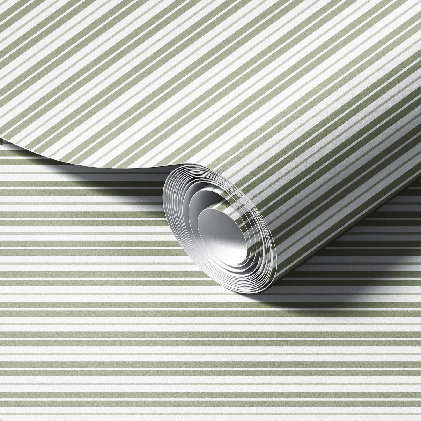 Neutral Stripes Green Wallpaper