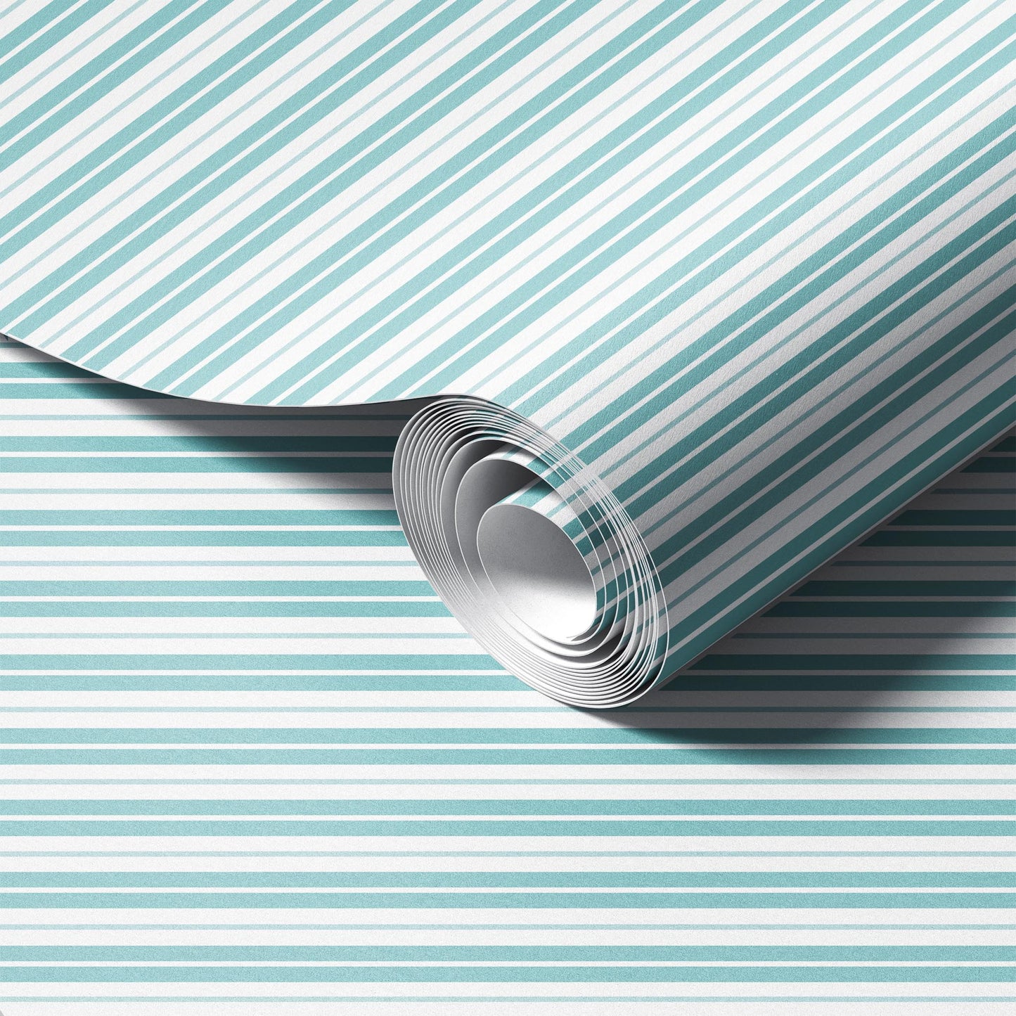 Neutral Stripes Soft Teal Wallpaper