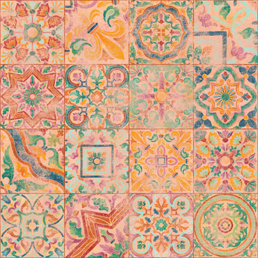 Patterned tiles with a mix of colors