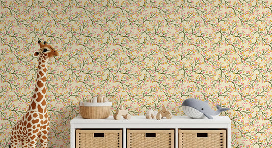 Sunny Meadow Peel and Stick Wallpaper - Floral, Garden, Leaves