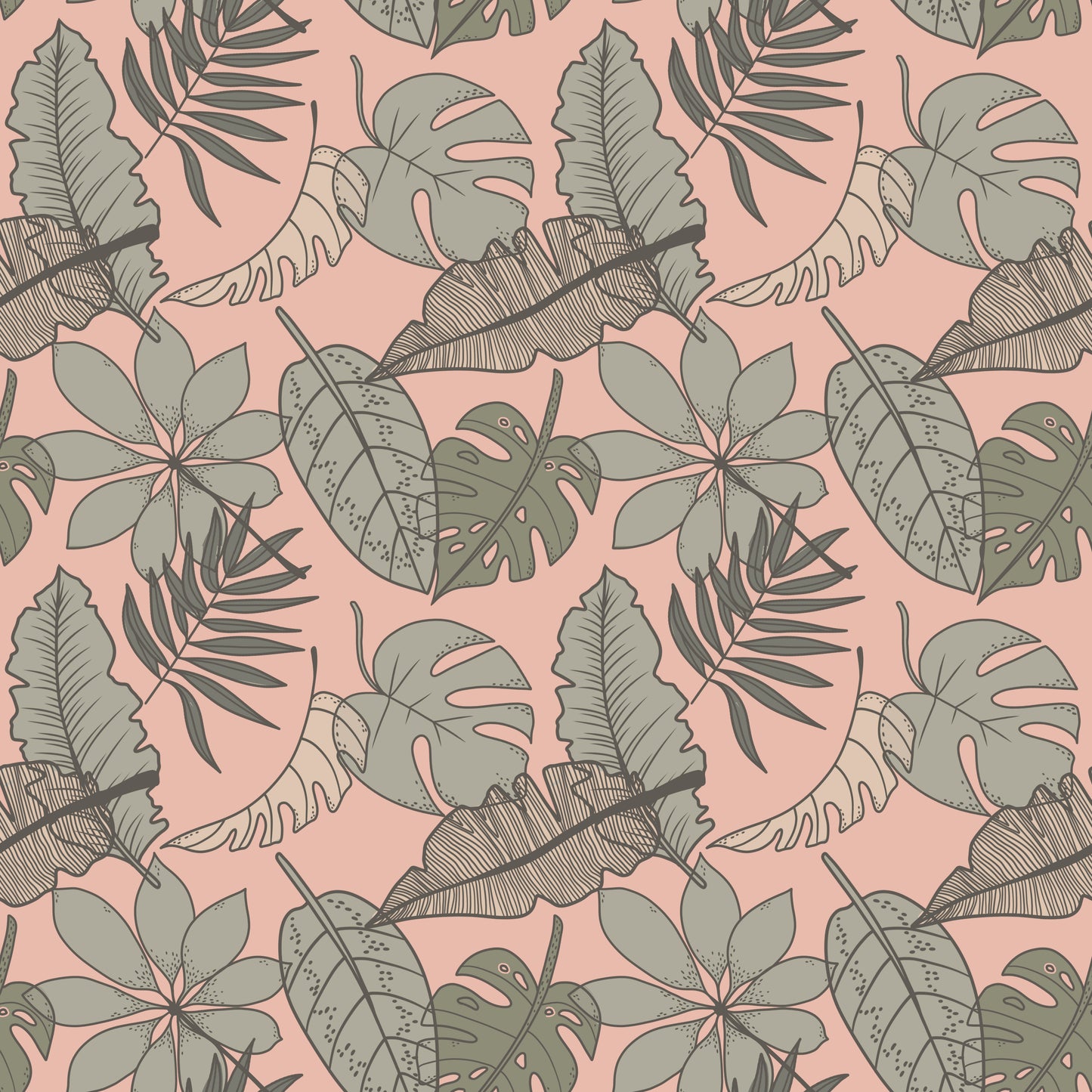 Hand Drawn Tropical Leaves Wallpaper