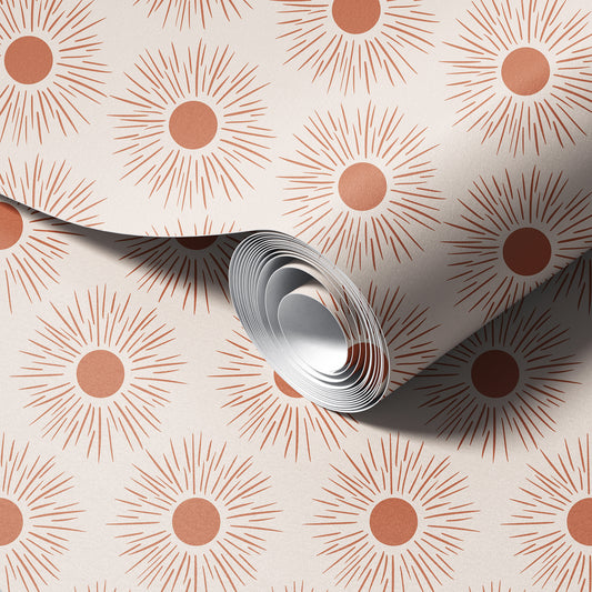 Terracotta Sun peel and stick wallpaper room mockup
