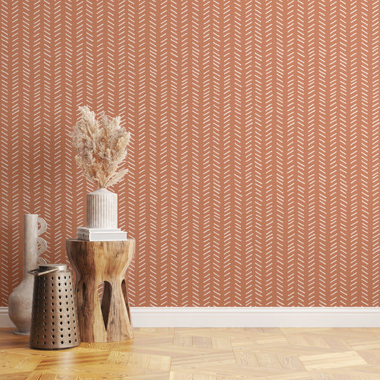 Terracotta Mudcloth Wallpaper