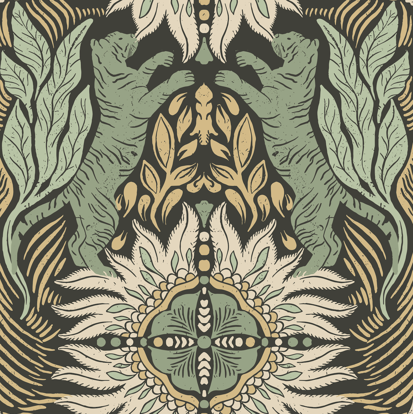Tigers in the Forest Peel and Stick Wallpaper