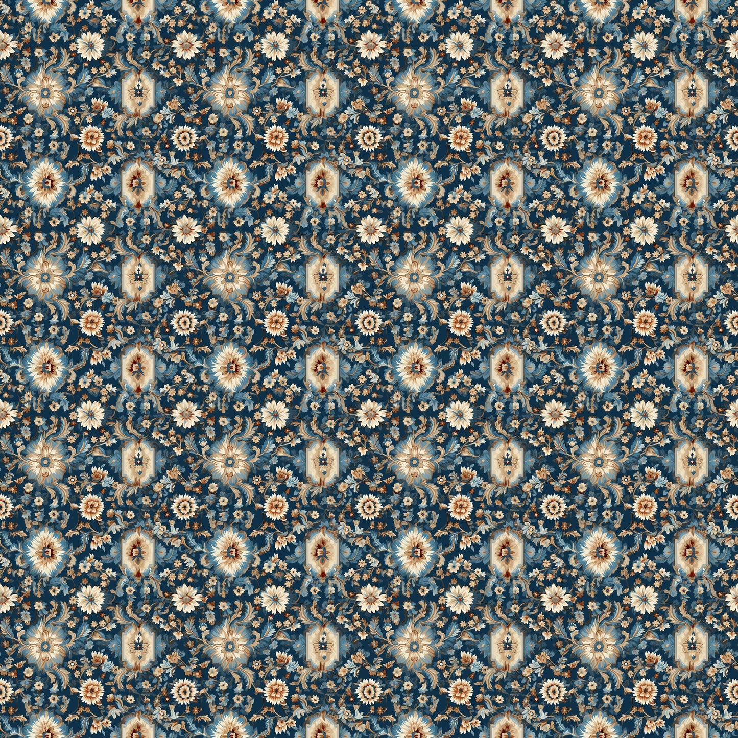 Blue Geometric Floral Wallpaper