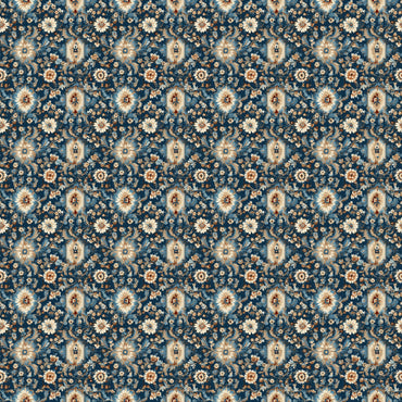 Blue Geometric Floral Wallpaper