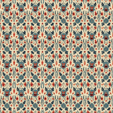 Exotic Red and Blue Flowers Wallpaper