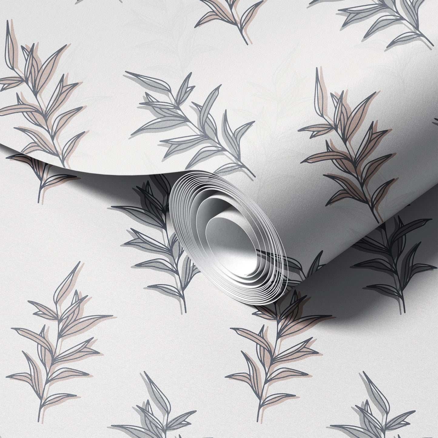Twigs and Leaves peel and stick wallpaper room mockup