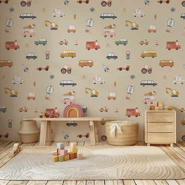 Vehicles (Large Scale) Peel and Stick Wallpaper - Vehicles, Kids, Nursery