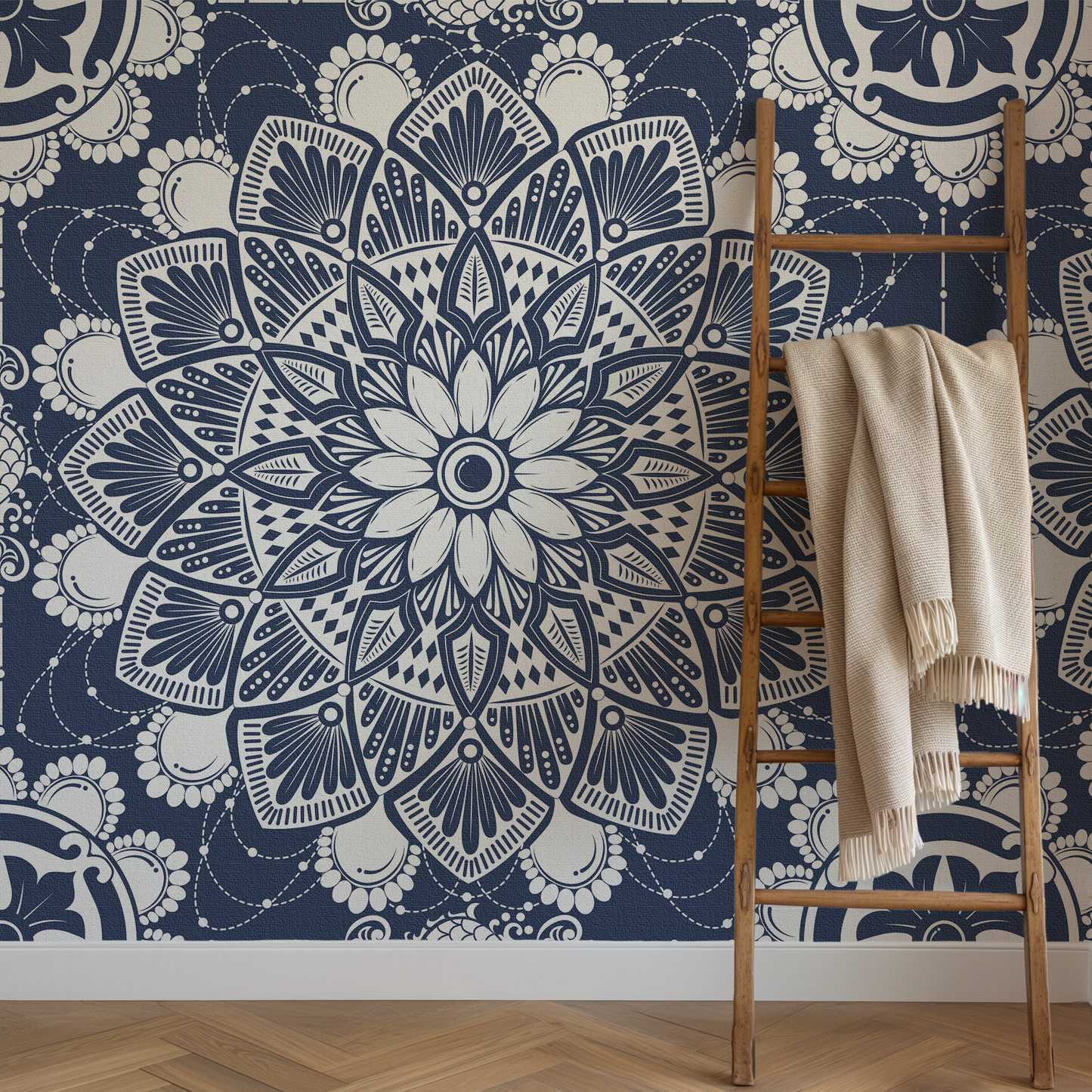 Vintage Glam Indigo Peel and Stick Wallpaper