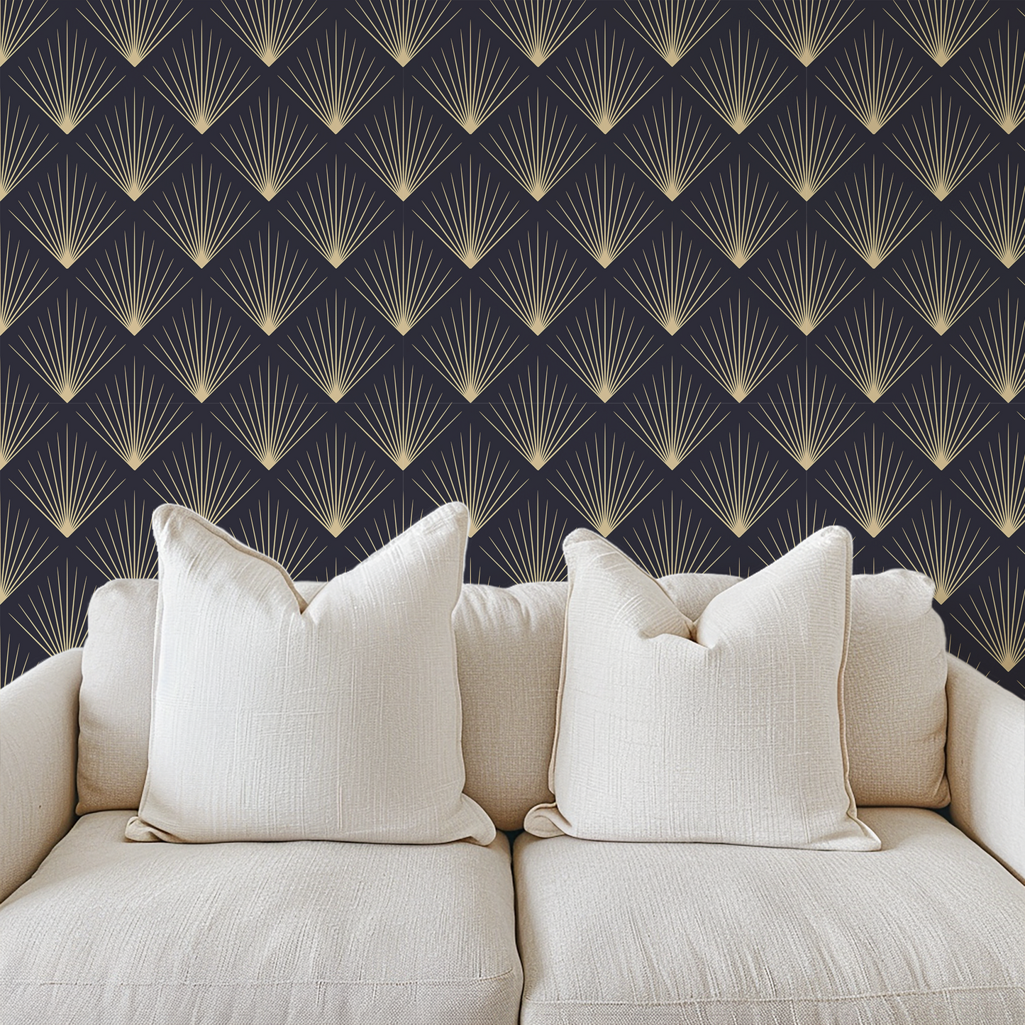 Retro Geometric Black and Gold Wallpaper