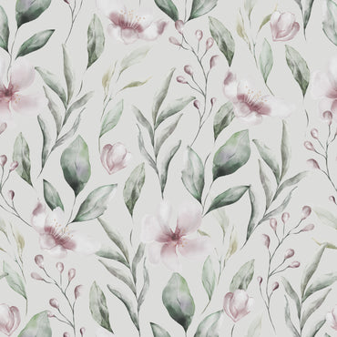Watercolor Soft Twigs and Flowers peel & stick wallpaper.
