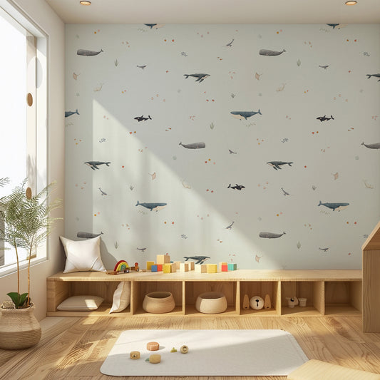 Whale Species Peel and Stick Wallpaper - Coastal, Animals, Nautical