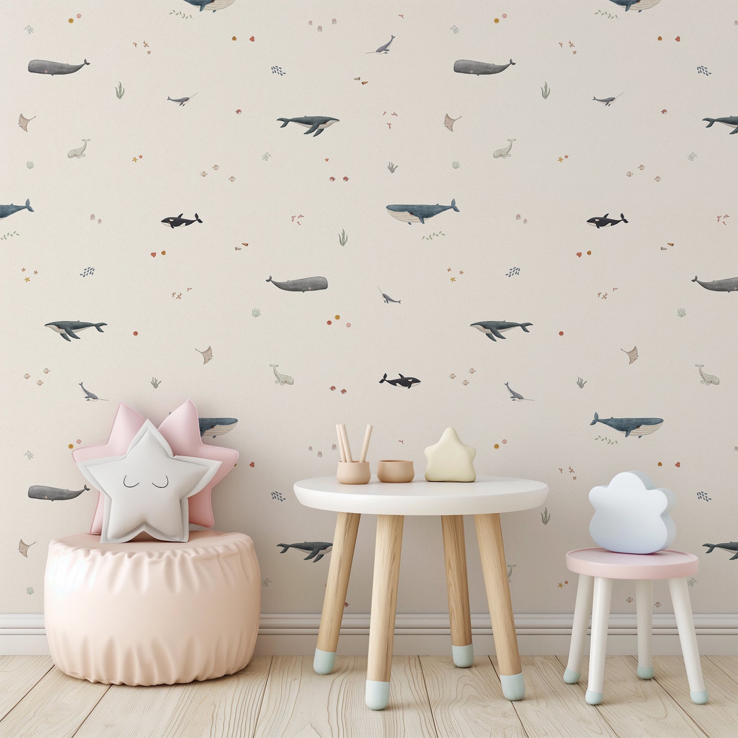 Whale Species Peel and Stick Wallpaper - Coastal, Animals, Nautical
