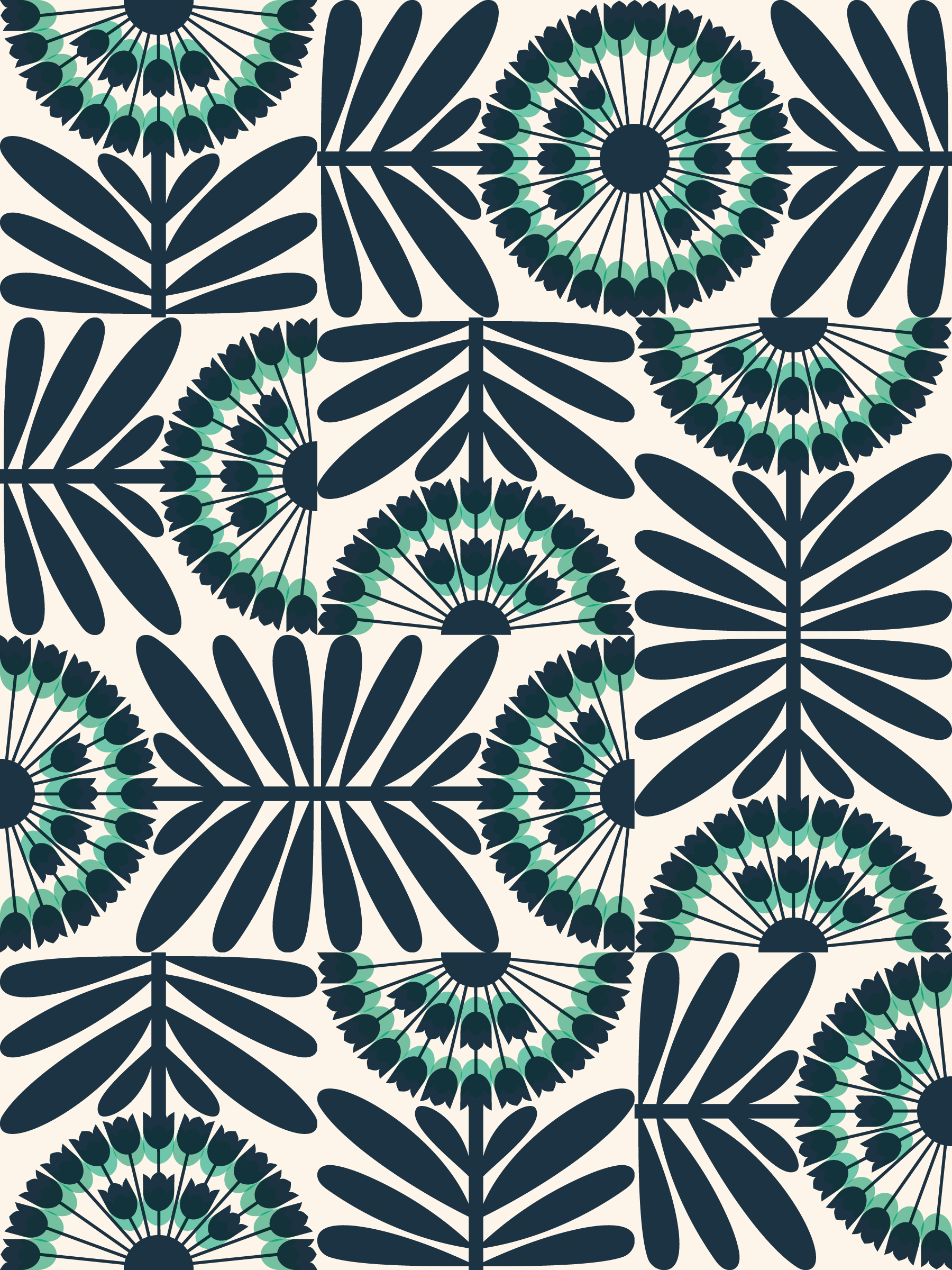 Retro Rotating Allium Wallpaper.