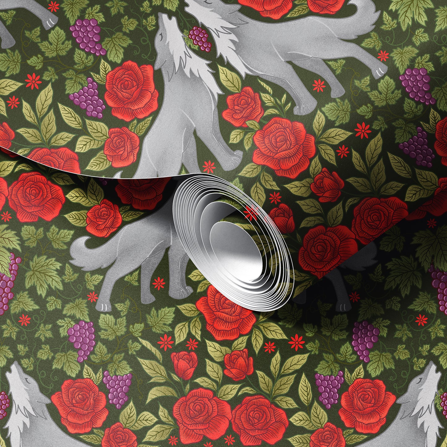 Wolf Rose Garden Wallpaper