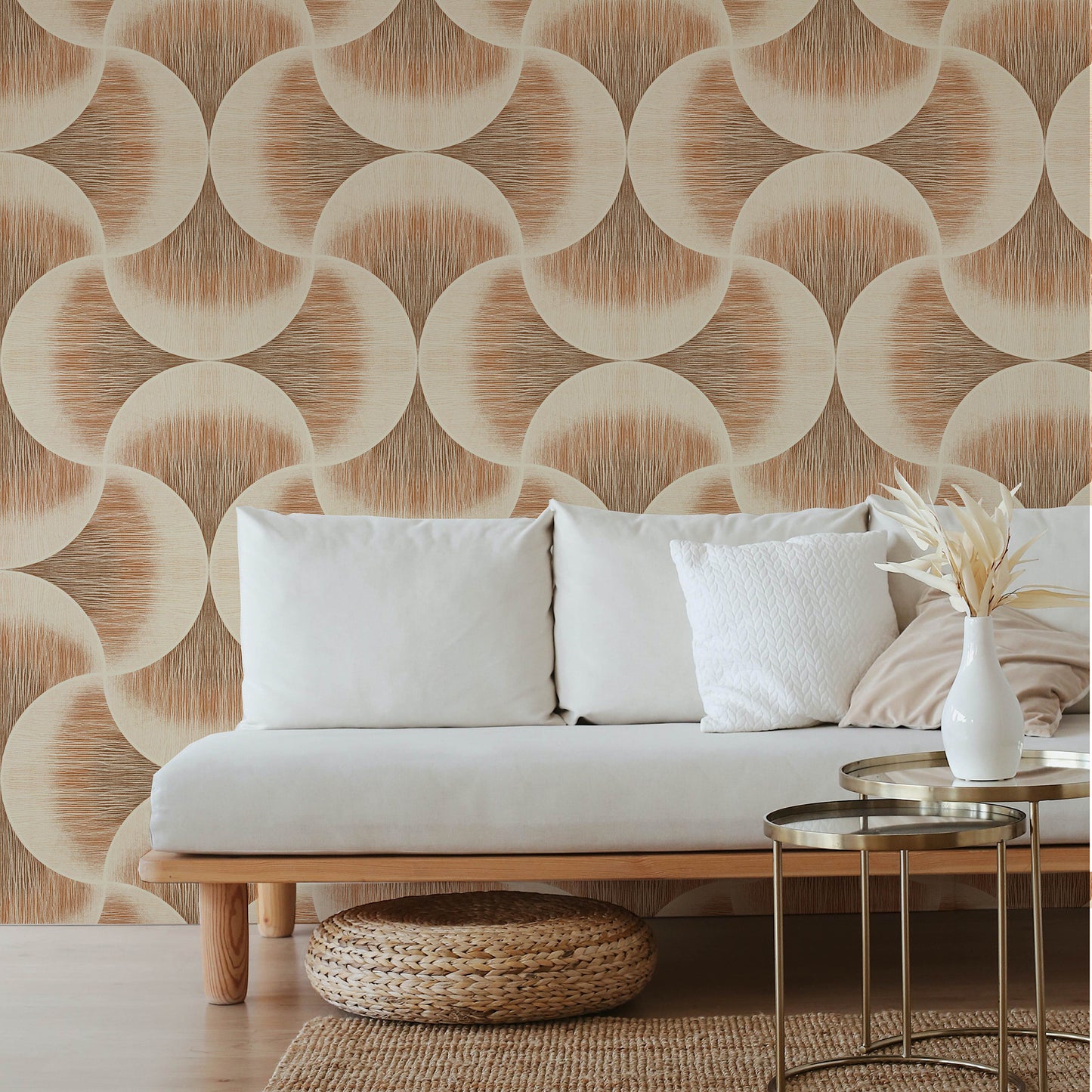 Groovy Warm Textured Art Deco Wallpaper