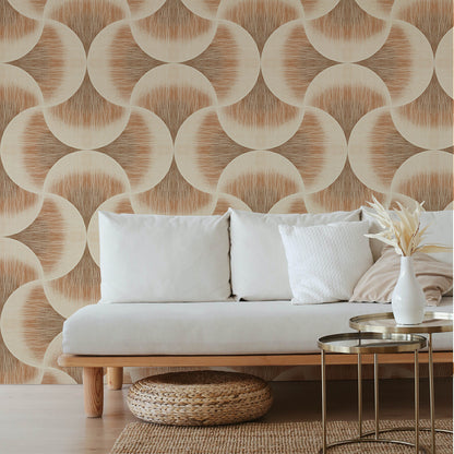Groovy Warm Textured Art Deco Wallpaper