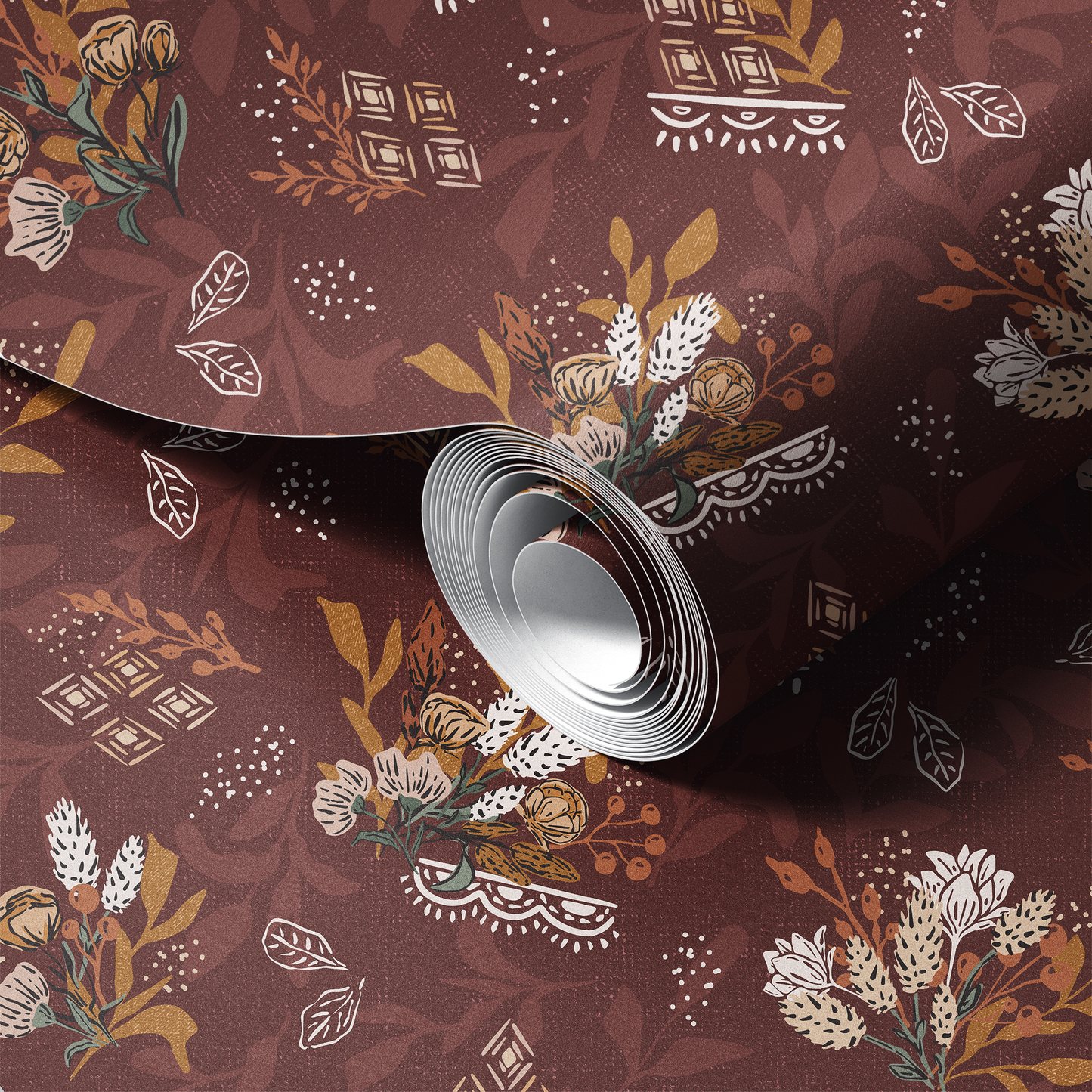 Boho Florals and Lace Wallpaper