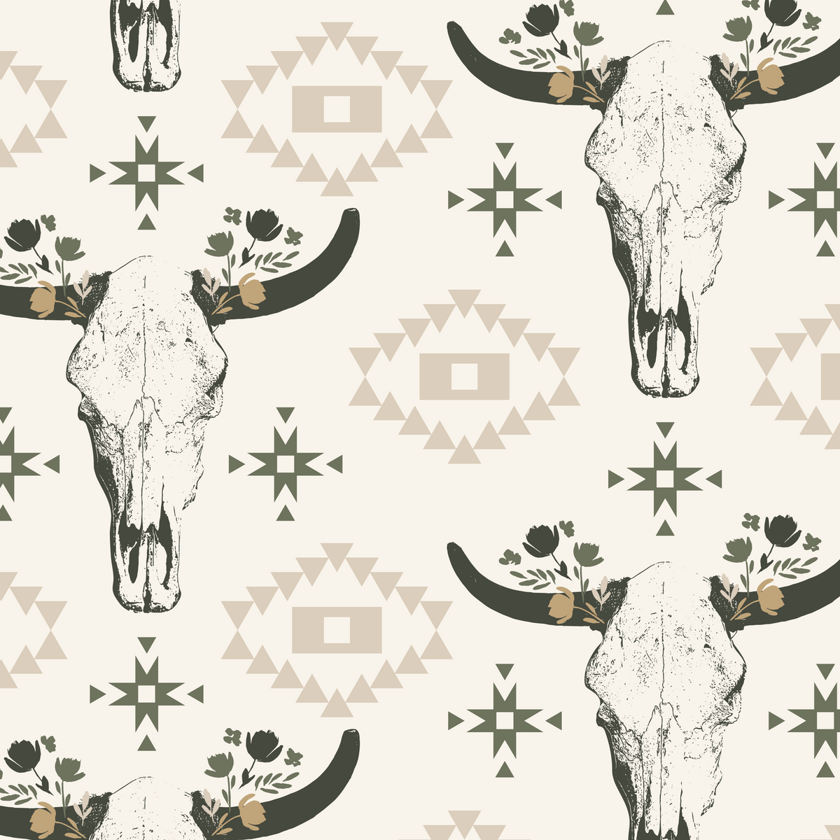 Western Cow Skulls Peel and Stick Wallpaper – Wimzy Walls