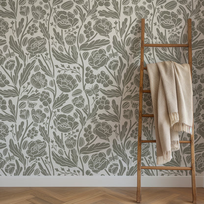 Whimsical Garden Floral Wallpaper