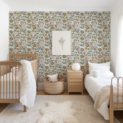 Whimsical Garden Floral Wallpaper