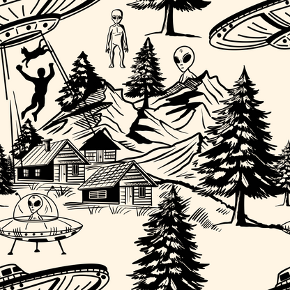 Alien Abduction Toile De Jouy Wallpaper Sample - Peel & Stick